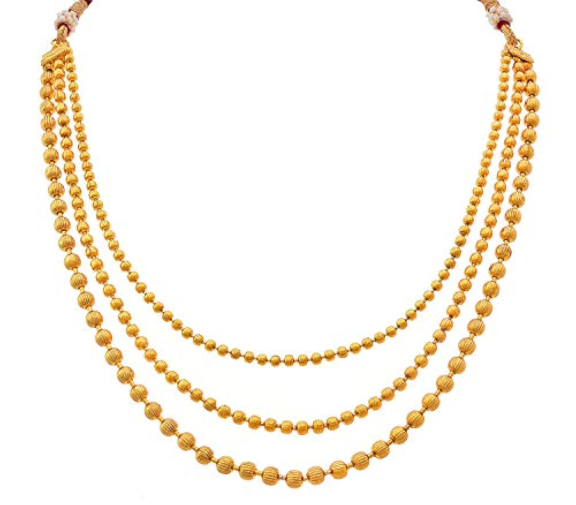 Women's Classic Gold Plated Multi Strand Gold Bead Necklace